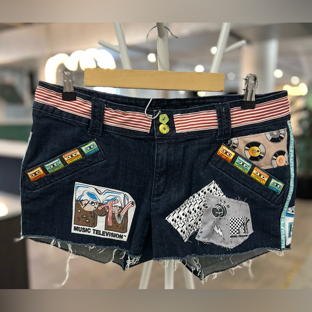 Want my MTV upcycled collage shorts size 10